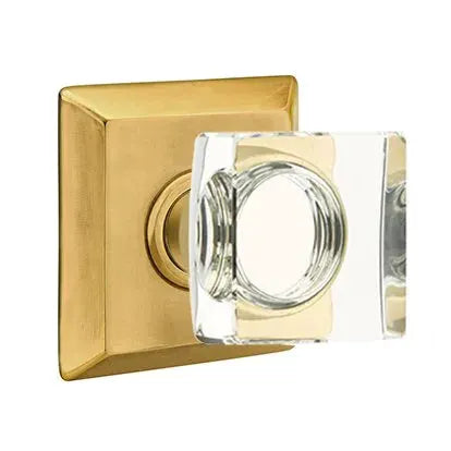 Emtek Modern Square Glass Door Knob with Quincy Rose by Emtek