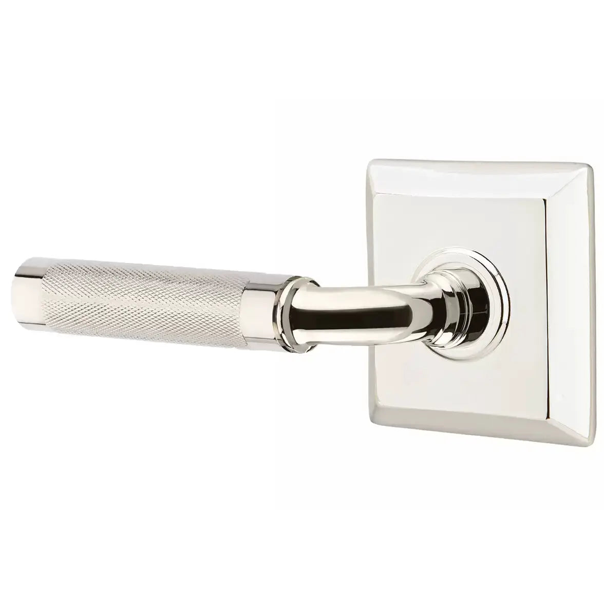 Emtek Knurled Lever with R-Bar Stem and Quincy Rose by Emtek