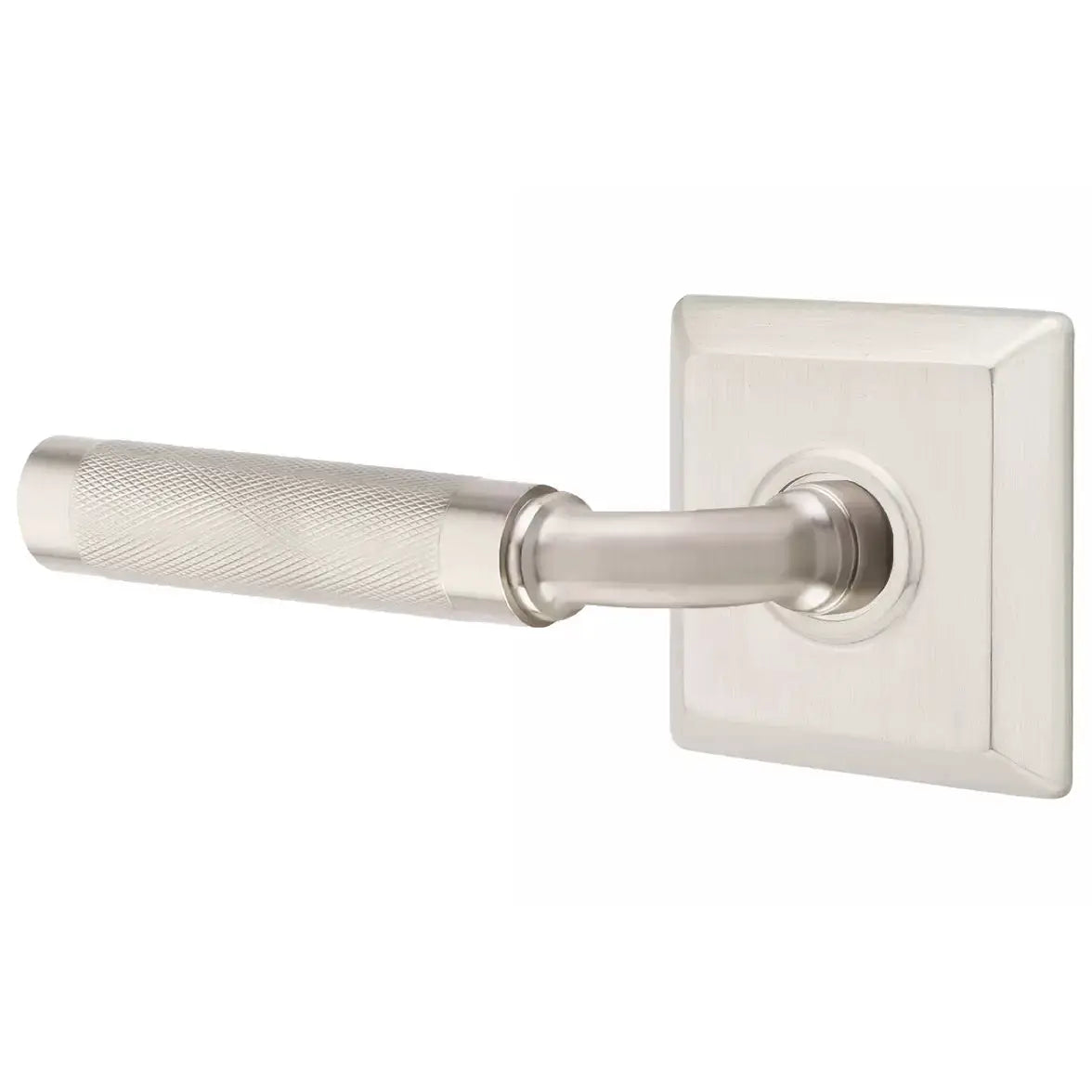 Emtek Knurled Lever with R-Bar Stem and Quincy Rose by Emtek