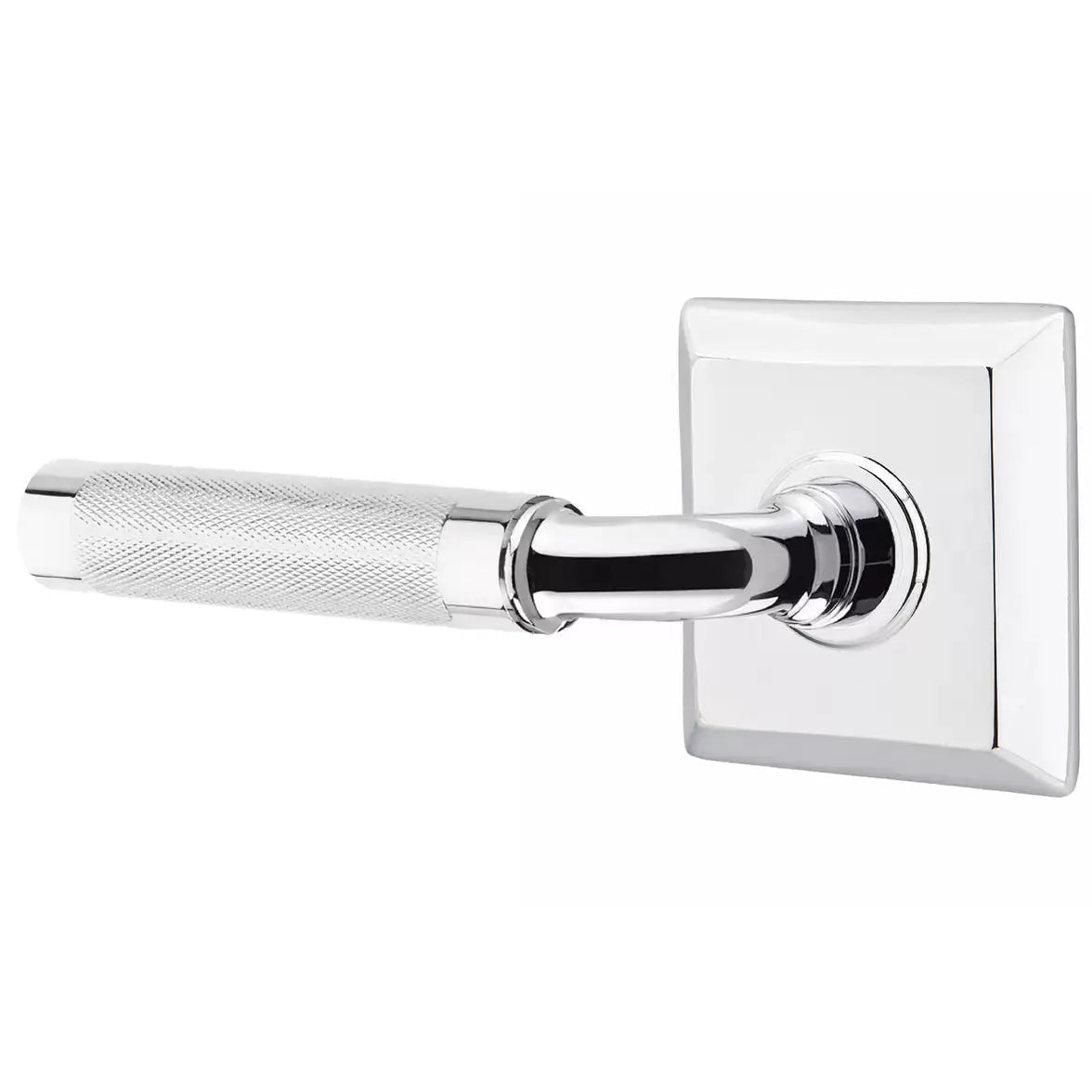 Emtek Knurled Lever with R-Bar Stem and Quincy Rose by Emtek