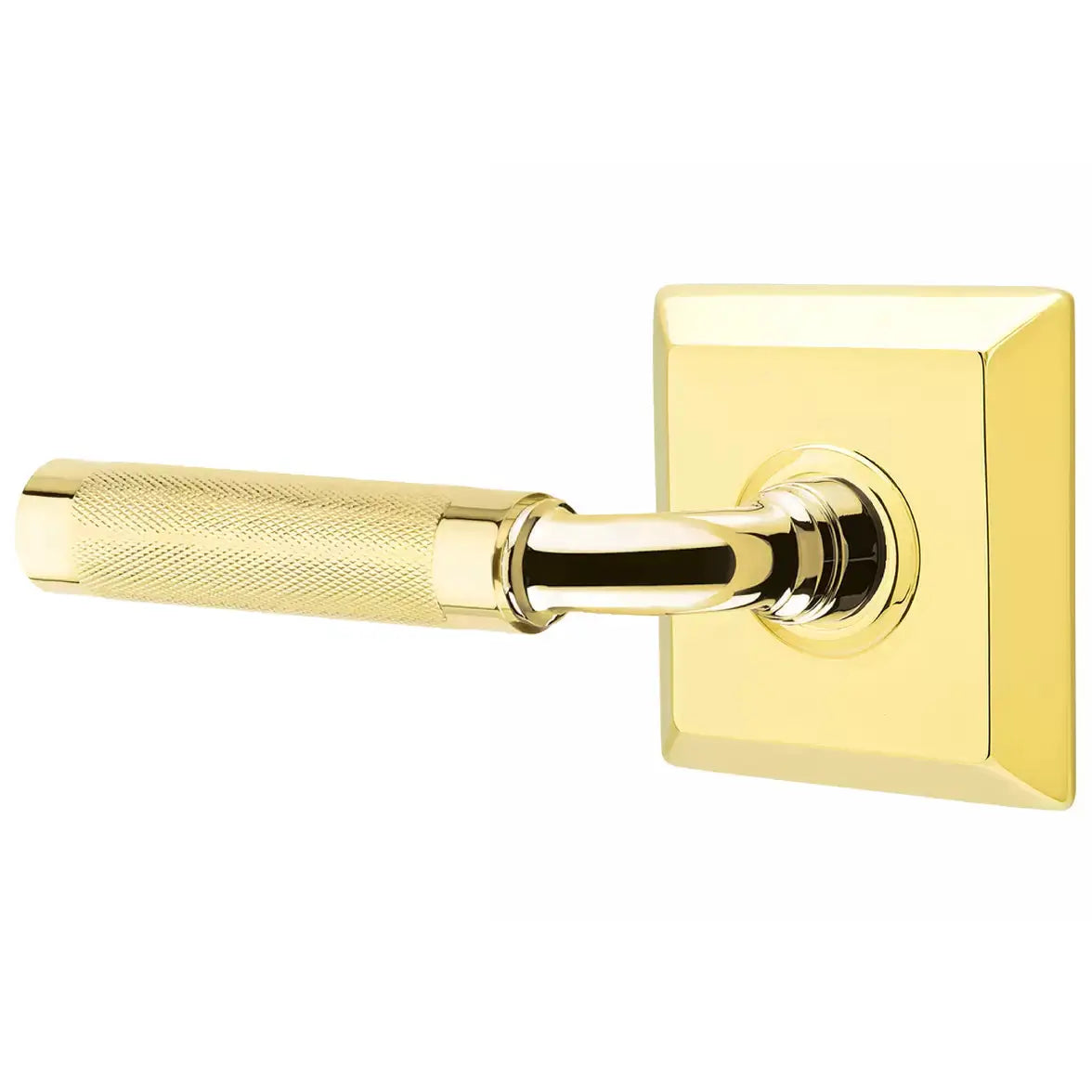Emtek Knurled Lever with R-Bar Stem and Quincy Rose by Emtek