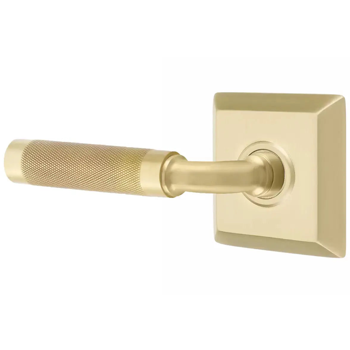 Emtek Knurled Lever with R-Bar Stem and Quincy Rose by Emtek
