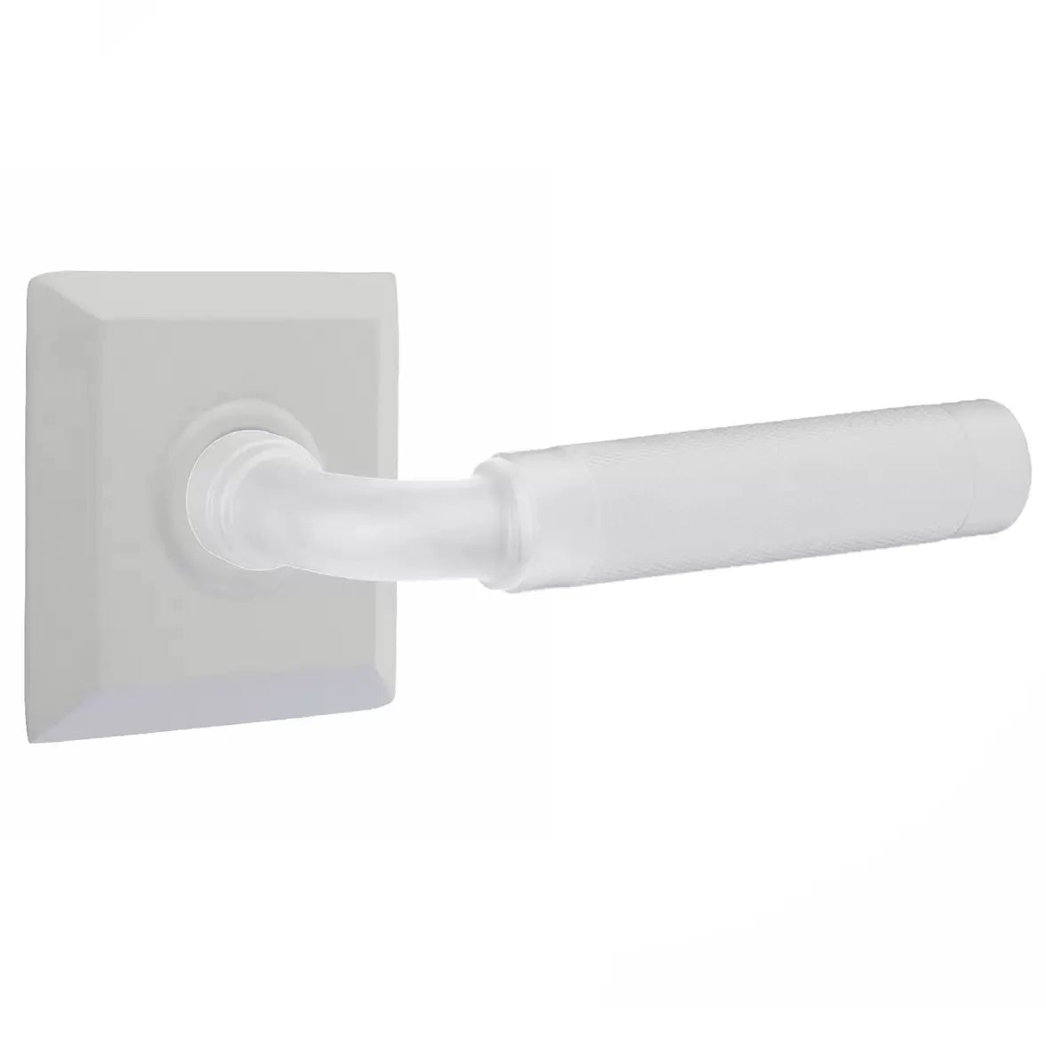 Emtek Knurled Lever with R-Bar Stem and Quincy Rose by Emtek