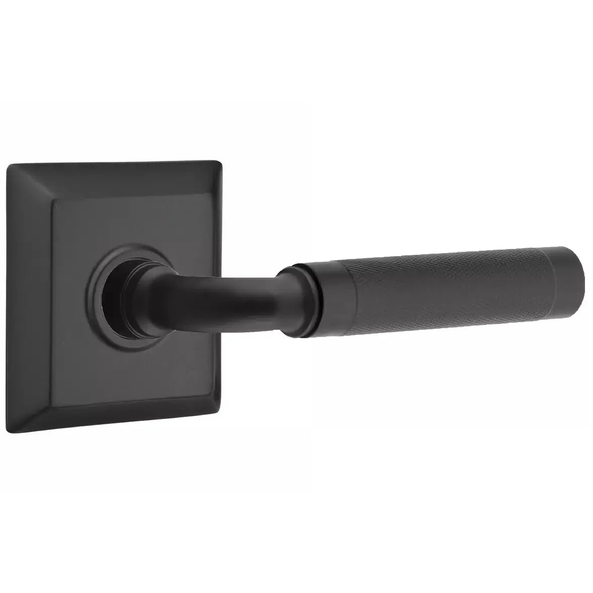 Emtek Knurled Lever with R-Bar Stem and Quincy Rose by Emtek