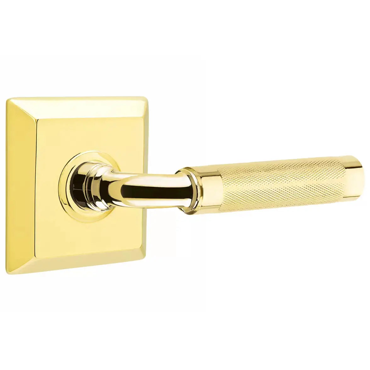 Emtek Knurled Lever with R-Bar Stem and Quincy Rose by Emtek