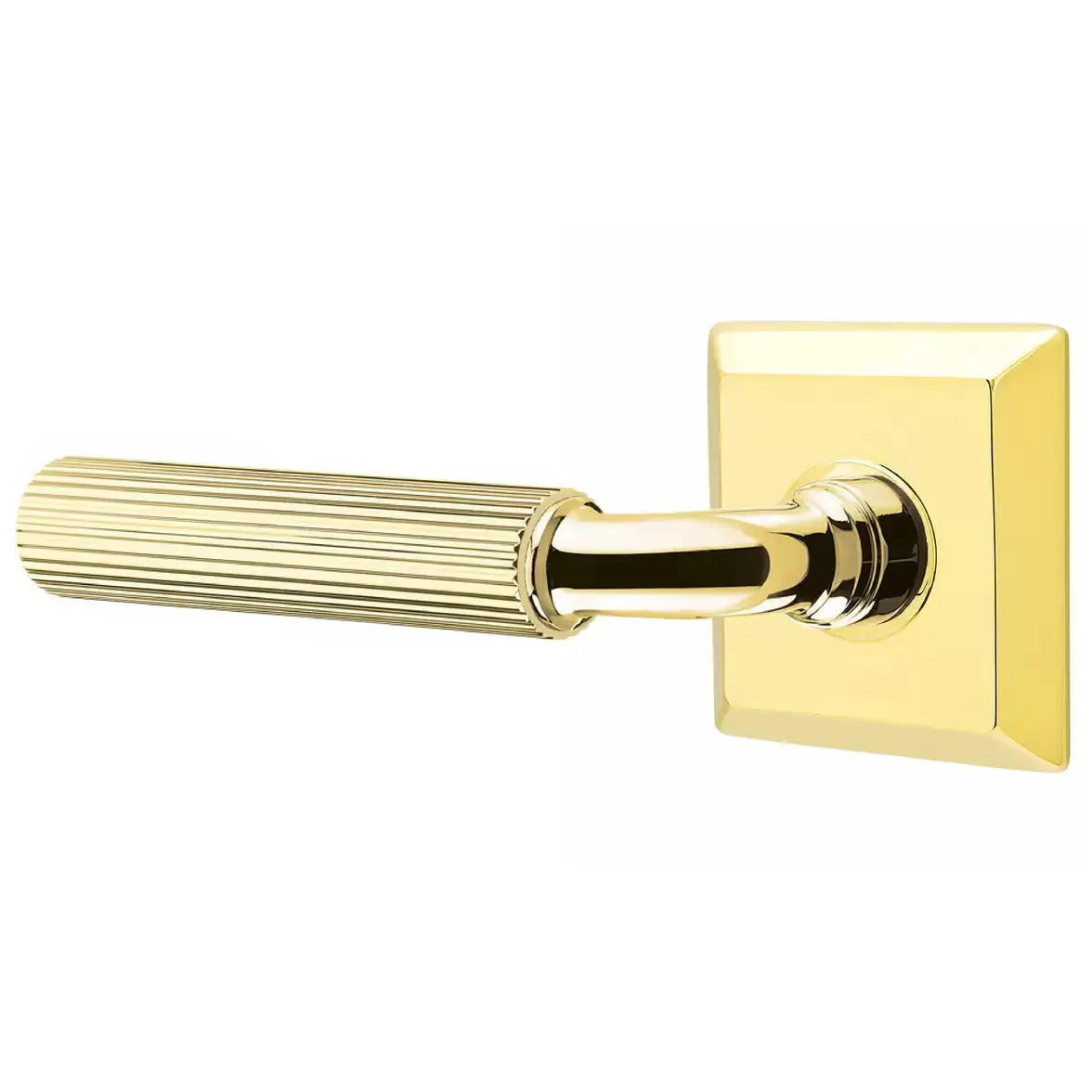 Emtek Straight Knurled Lever with R-Bar Stem and Quincy Rose by Emtek