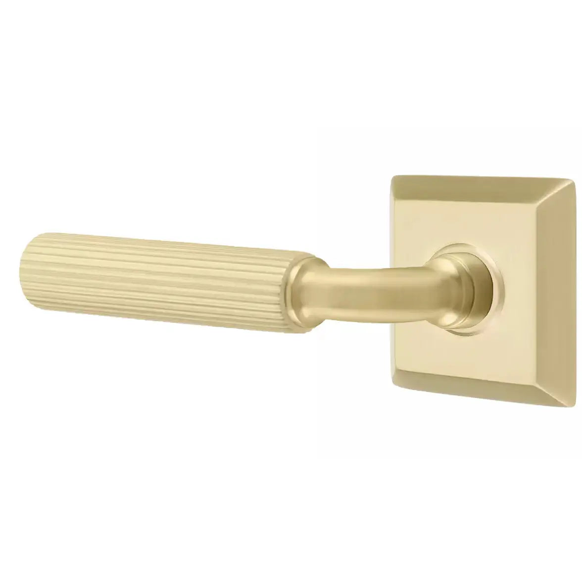 Emtek Straight Knurled Lever with R-Bar Stem and Quincy Rose by Emtek