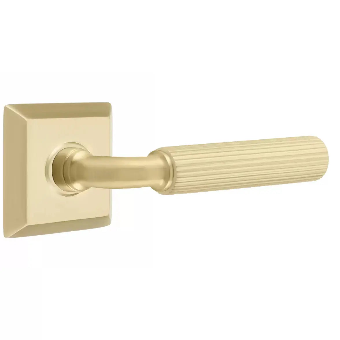Emtek Straight Knurled Lever with R-Bar Stem and Quincy Rose by Emtek