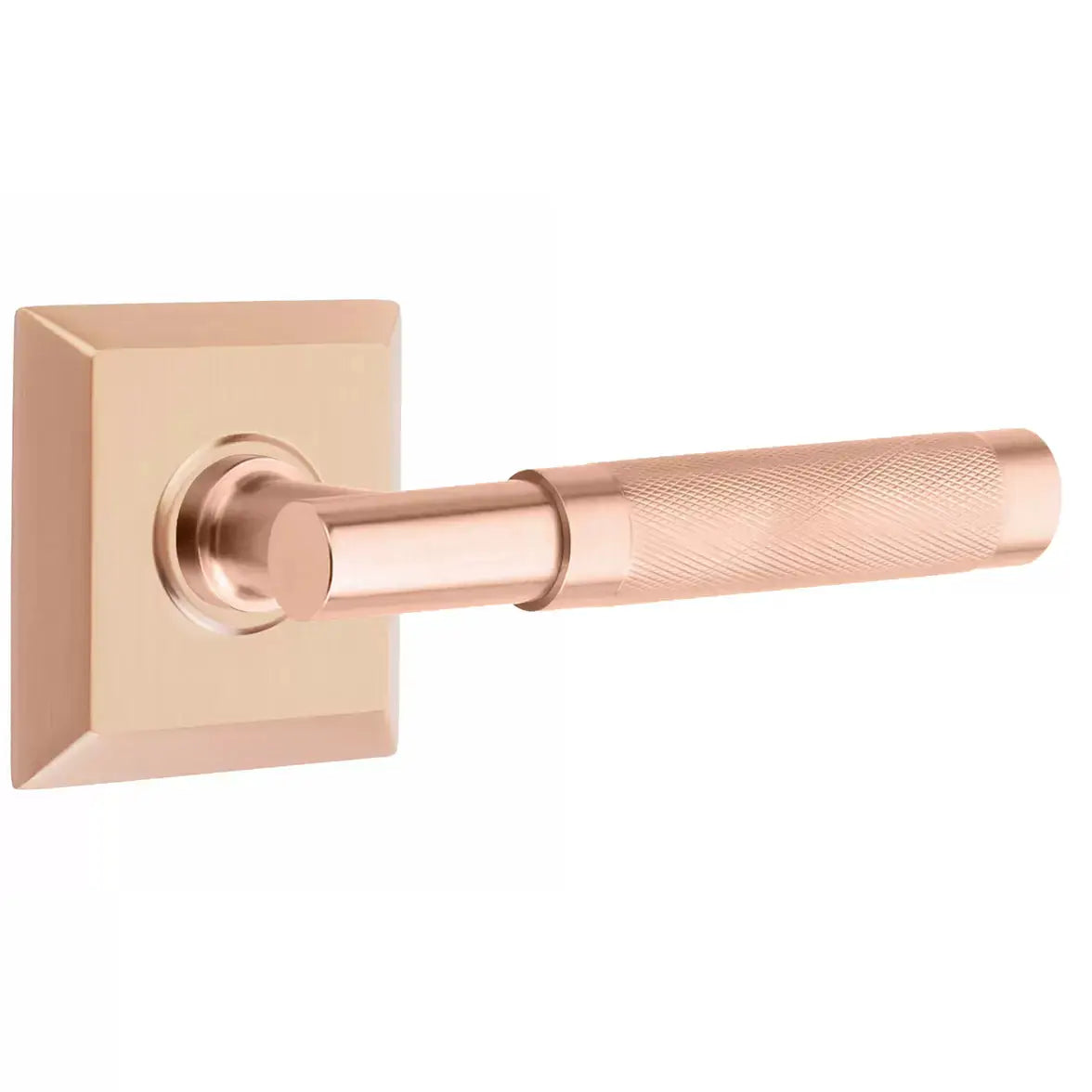 Emtek Knurled Lever with T-Bar Stem and Quincy Rose by Emtek