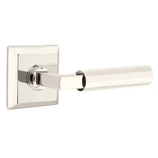 Emtek Faceted Lever with L-Square Stem and Quincy Rose by Emtek