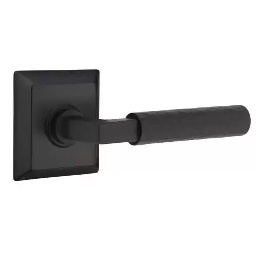 Emtek Hammered Lever with L-Square Stem and Quincy Rose by Emtek