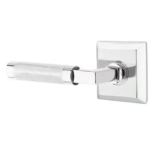 Emtek Knurled Lever with L-Square Stem and Quincy Rose by Emtek