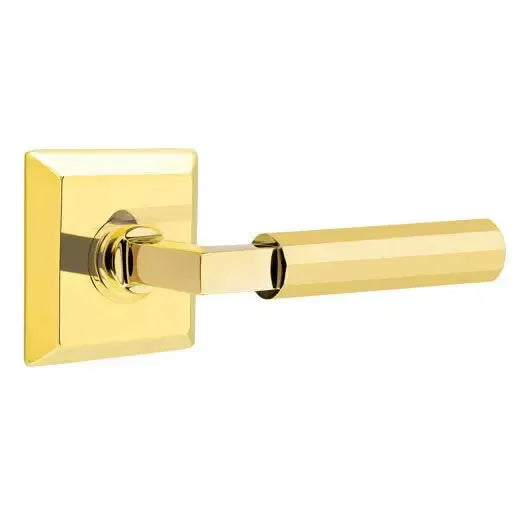 Emtek Faceted Lever with L-Square Stem and Quincy Rose by Emtek