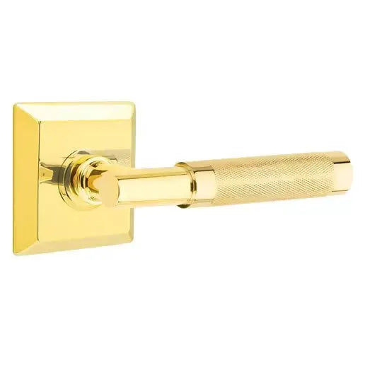 Emtek Knurled Lever with T-Bar Stem and Quincy Rose by Emtek
