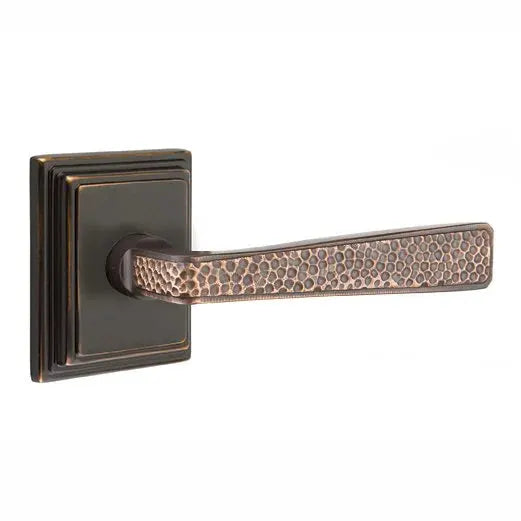 Emtek Hammered Door Lever with Wilshire Rose by Emtek