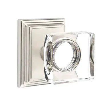 Emtek Modern Square Glass Door Knob with Wilshire Rose by Emtek