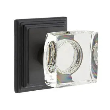 Emtek Modern Square Glass Door Knob with Wilshire Rose by Emtek