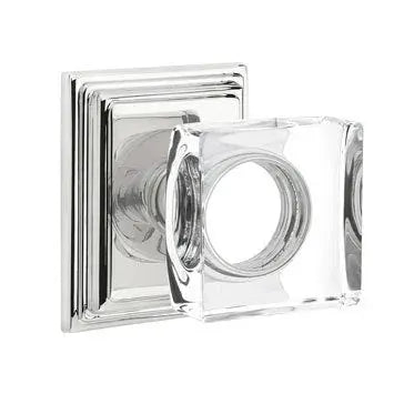 Emtek Modern Square Glass Door Knob with Wilshire Rose by Emtek