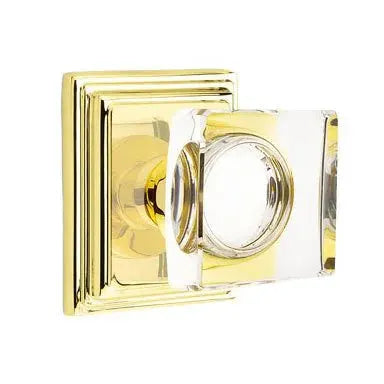Emtek Modern Square Glass Door Knob with Wilshire Rose by Emtek