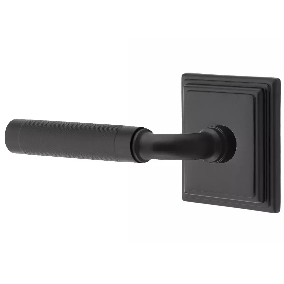 Emtek Knurled Lever with R-Bar Stem and Wilshire Rose by Emtek