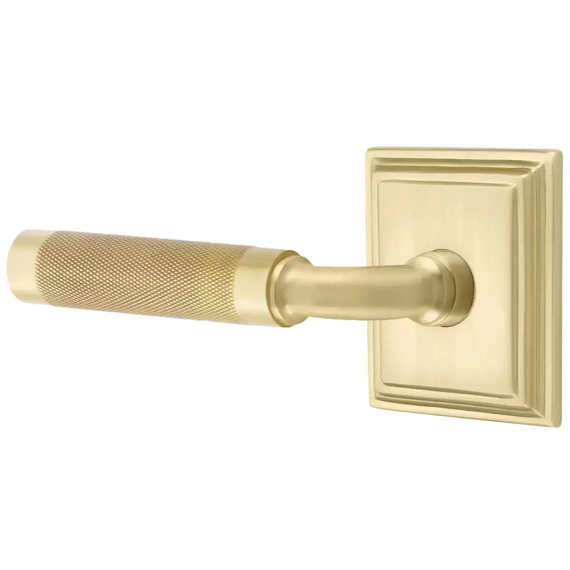 Emtek Knurled Lever with R-Bar Stem and Wilshire Rose by Emtek