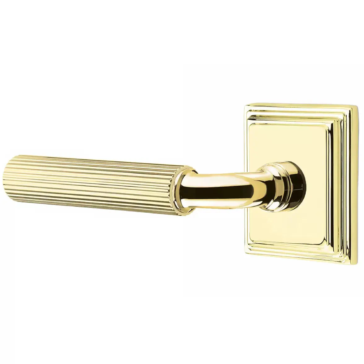 Emtek Straight Knurled Lever with R-Bar Stem and Wilshire Rose by Emtek