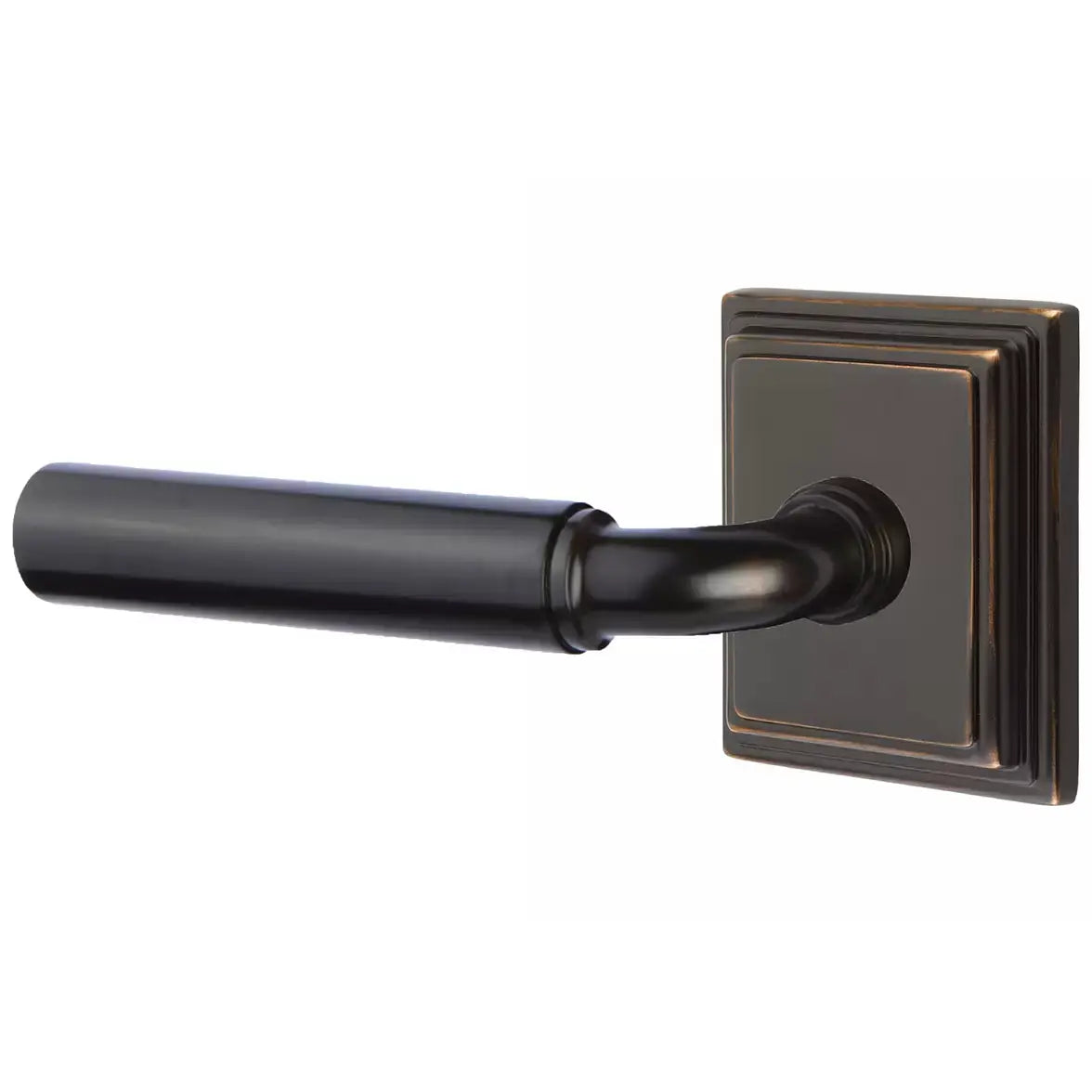 Emtek Smooth Lever with R-Bar Stem and Wilshire Rose by Emtek