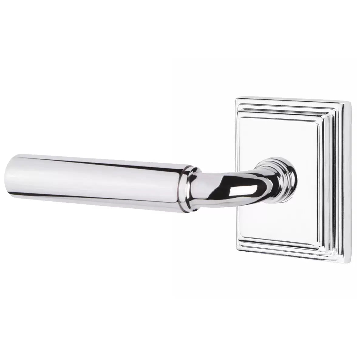 Emtek Smooth Lever with R-Bar Stem and Wilshire Rose by Emtek