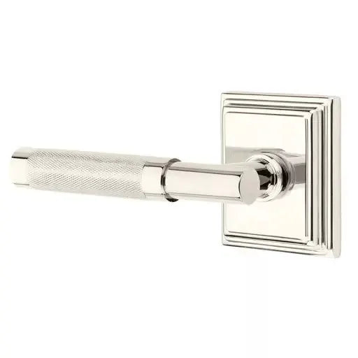 Emtek Knurled Lever with T-Bar Stem and Wilshire Rose by Emtek