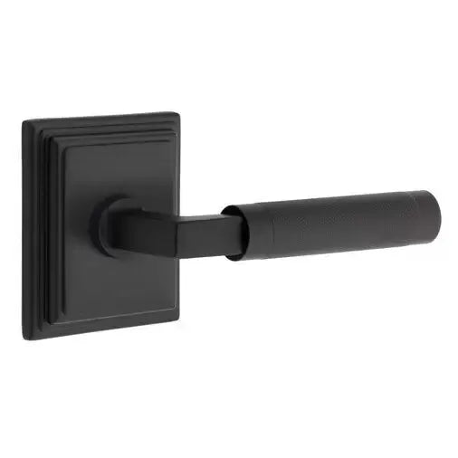 Emtek Knurled Lever with L-Square Stem and Wilshire Rose by Emtek