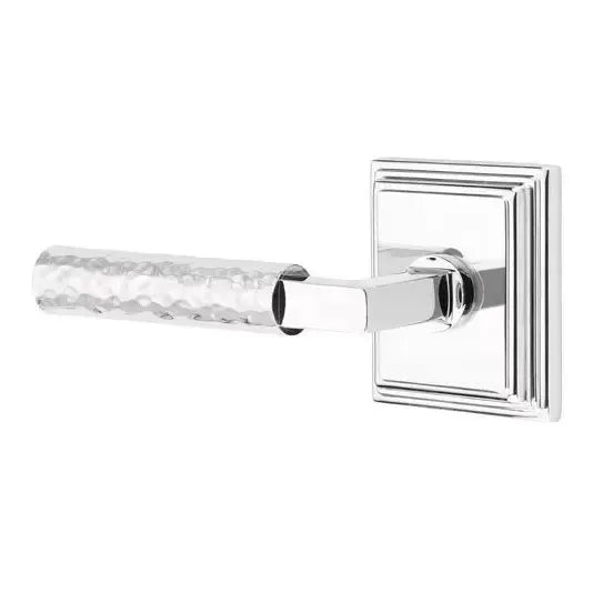 Emtek Hammered Lever with L-Square Stem and Wilshire Rose by Emtek
