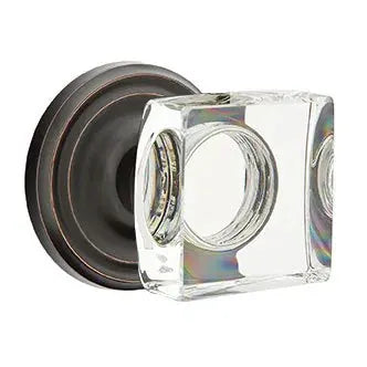 Emtek Modern Square Glass Door Knob with Regular Rose by Emtek
