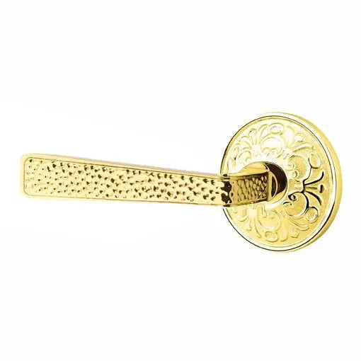 Emtek Hammered Door Lever with Lancaster Rose by Emtek