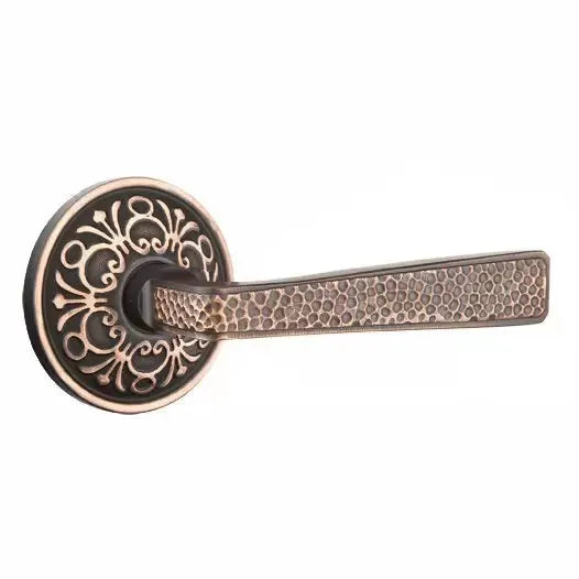 Emtek Hammered Door Lever with Lancaster Rose by Emtek