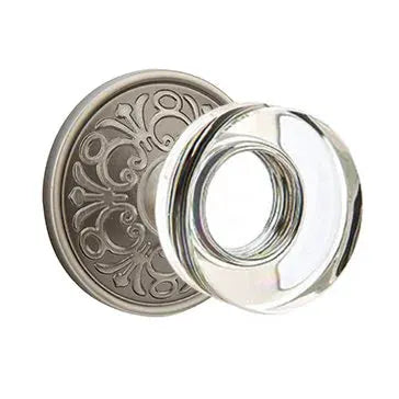 Emtek Modern Disc Glass Door Knob with Lancaster Rose by Emtek