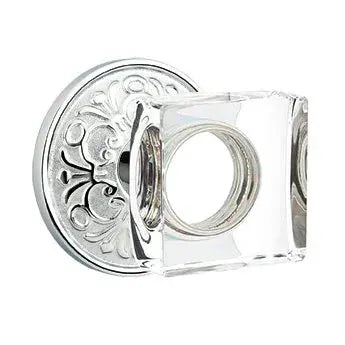 Emtek Modern Square Glass Door Knob with Lancaster Rose by Emtek