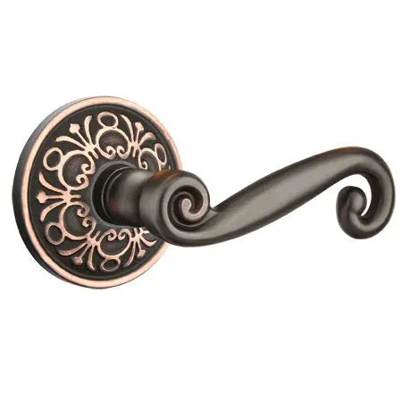Emtek Rustic Door Lever with Lancaster Rose by Emtek