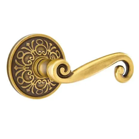 Emtek Rustic Door Lever with Lancaster Rose by Emtek