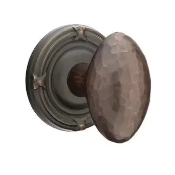 Emtek Hammered Egg Door Knob with Ribbon and Reed Rose by Emtek