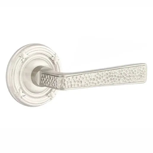 Emtek Hammered Door Lever with Ribbon and Reed Rose by Emtek