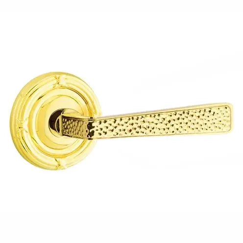 Emtek Hammered Door Lever with Ribbon and Reed Rose by Emtek