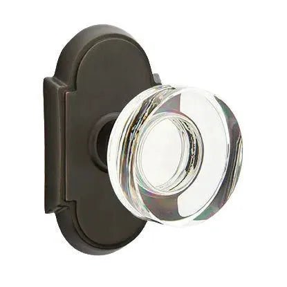 Emtek Modern Disc Glass Door Knob with #8 Rose by Emtek