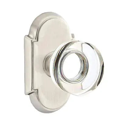 Emtek Modern Disc Glass Door Knob with #8 Rose by Emtek