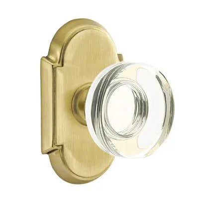 Emtek Modern Disc Glass Door Knob with #8 Rose by Emtek