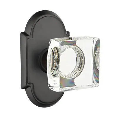 Emtek Modern Square Glass Door Knob with #8 Rose by Emtek