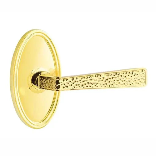 Emtek Hammered Door Lever with Oval Rose by Emtek