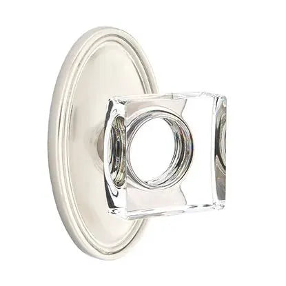 Emtek Modern Square Glass Door Knob with Oval Rose by Emtek