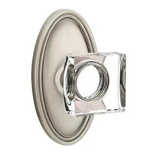 Emtek Modern Square Glass Door Knob with Oval Rose by Emtek