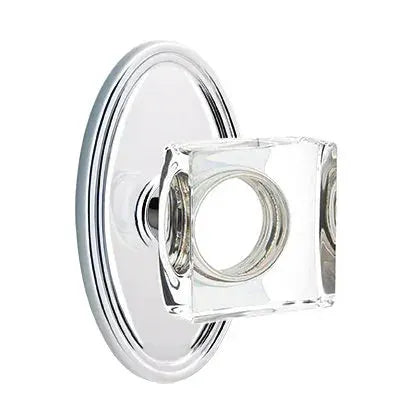 Emtek Modern Square Glass Door Knob with Oval Rose by Emtek