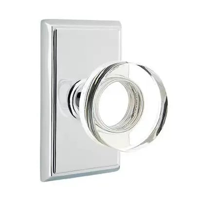 Emtek Modern Disc Glass Door Knob with Rectangular Rose by Emtek